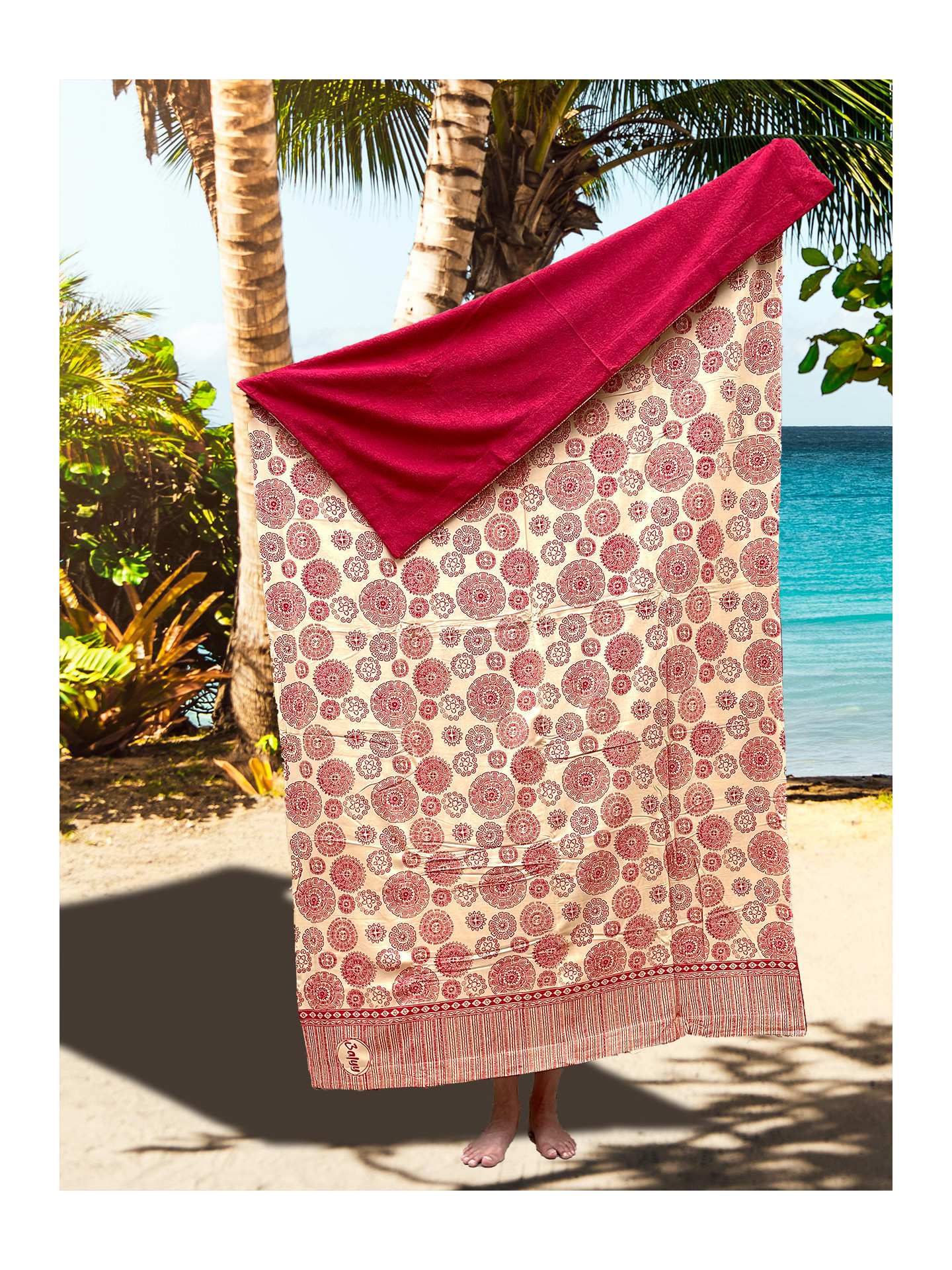 Serviette de plage éponge & Batik Aztec Red