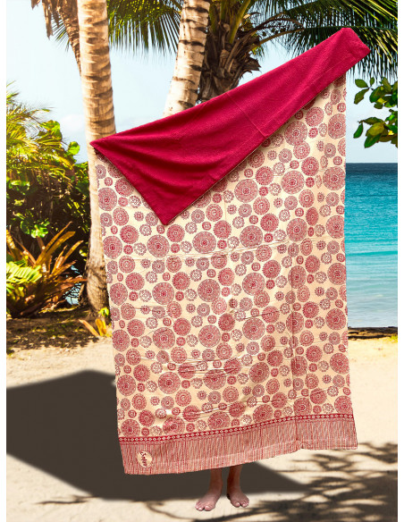 Serviette de plage éponge & Batik Aztec Red