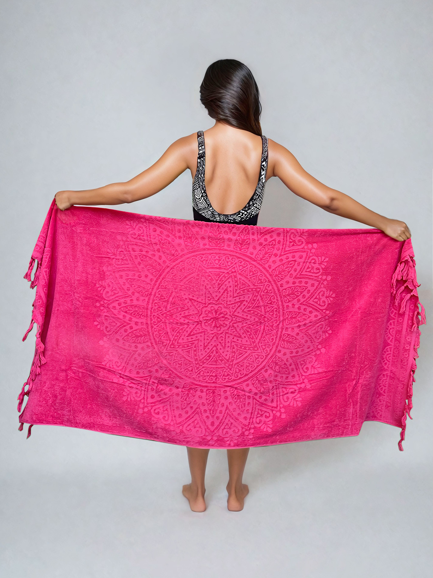 Serviette de plage éponge Mandala Zennn Pink