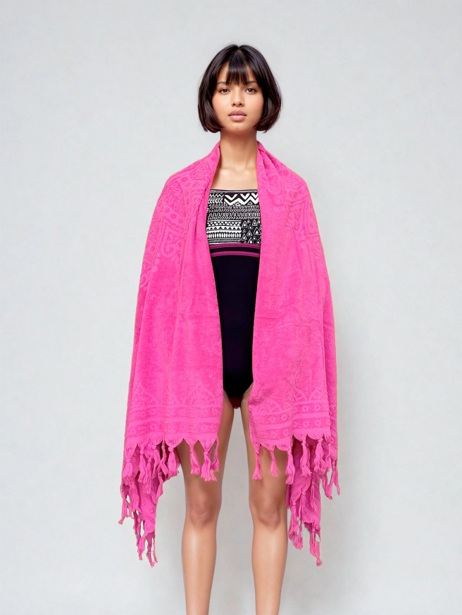 Serviette de plage éponge Mandala Zennn Pink