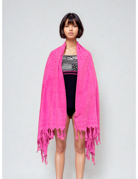 Serviette de plage éponge Mandala Zennn Pink