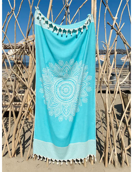 Serviette de plage Boho Peacock Blue