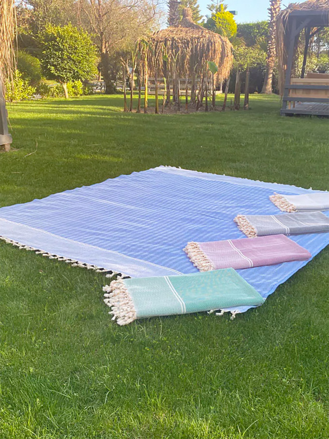 Serviette de plage XXL Herringbone Blue