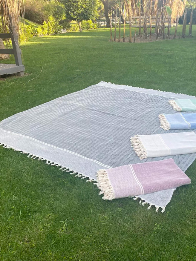 Serviette de plage XXL Herringbone Black