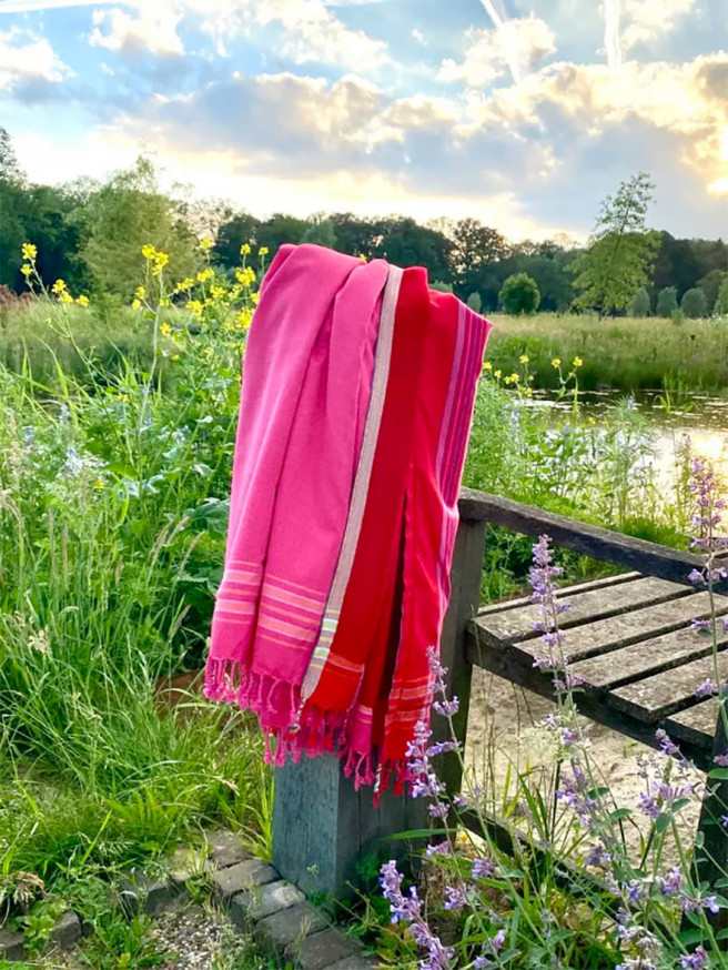 Serviette de plage éponge & Kikoy Pretty Pink 2